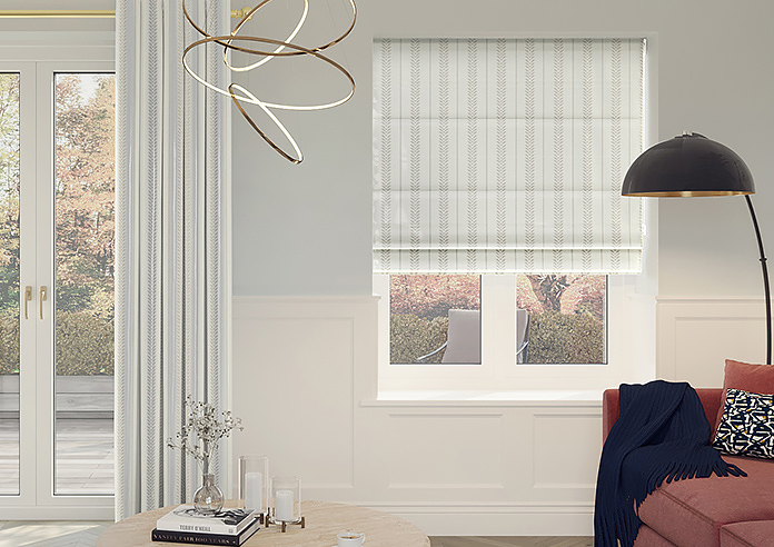 Laurel Stripe, Taupe - Motorised Roman Blind - Image 3